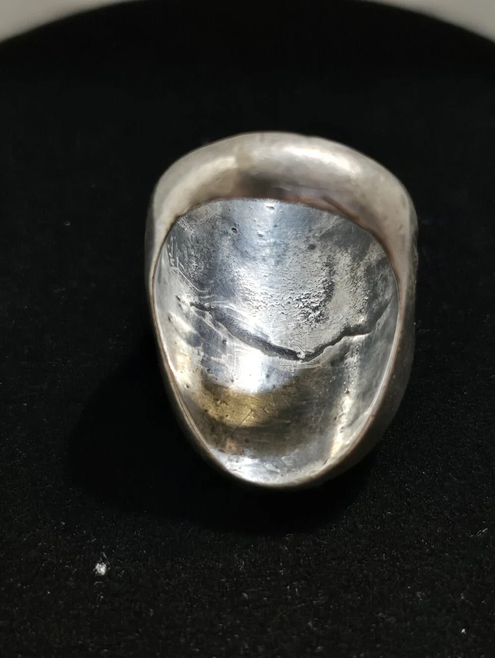 Vintage Native American Sterling Silver Carved Turquoise Ring Size 10.75 34.8 gr